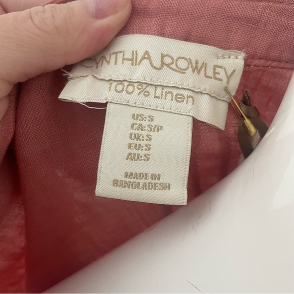 Cynthia Rowley soft coral Linen pintuck 3/4 sleeve tunic top S - Picture 5 of 6
